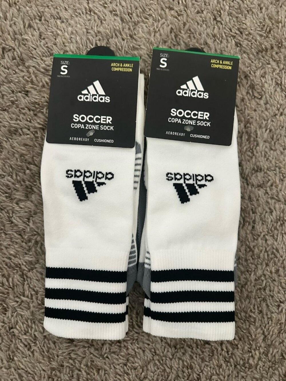 2X Adidas Copa Zone Cushion Climalite Soccer Socks Black White Size Small